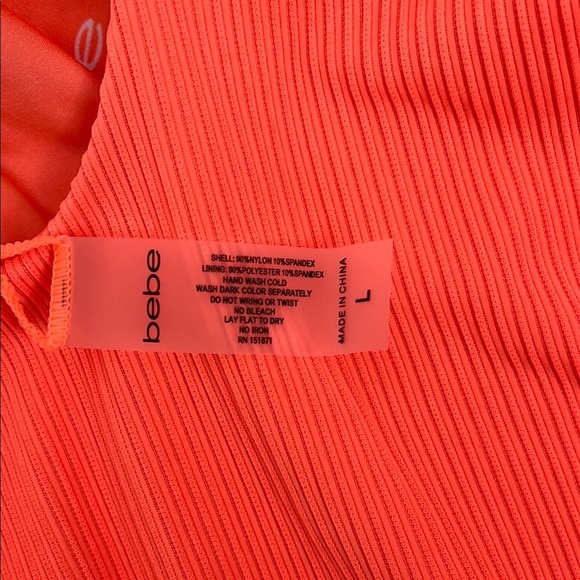 BEBE NWOT Fluorescent Orange Cut-Out One Piece Swimsuit, Size L - Picture 14 of 14